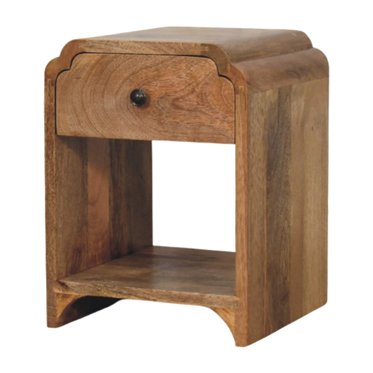 Newton Mini Oak-style Nightstand with a drawer and open shelf