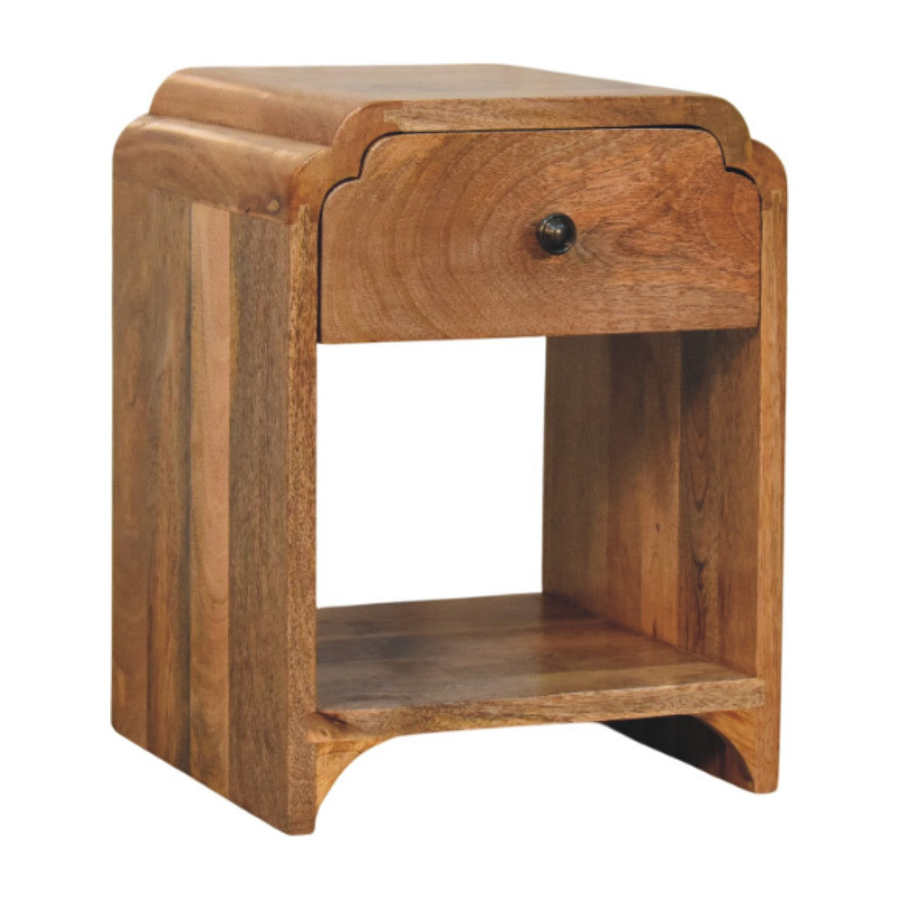 Newton Mini Oak-style Nightstand with a drawer and open shelf
