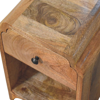 Newton Mini Oak-style Nightstand with a drawer and open shelf