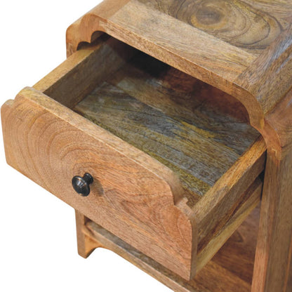 Newton Mini Oak-style Nightstand with a drawer and open shelf