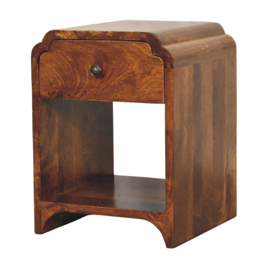 Newton Mini Chestnut Nightstand with a drawer and open shelf