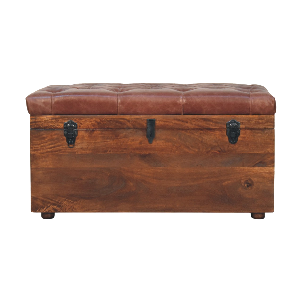 Brown Buffalo hide leather Storage Trunk
