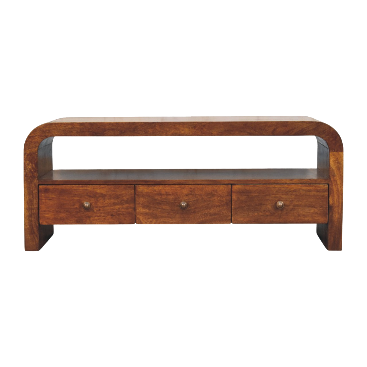 Darcy 3 drawer Open Shelf Chestnut Media unit