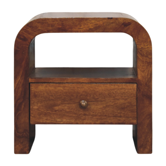 Darcy Chestnut Nightstand with Drawer and open shelf