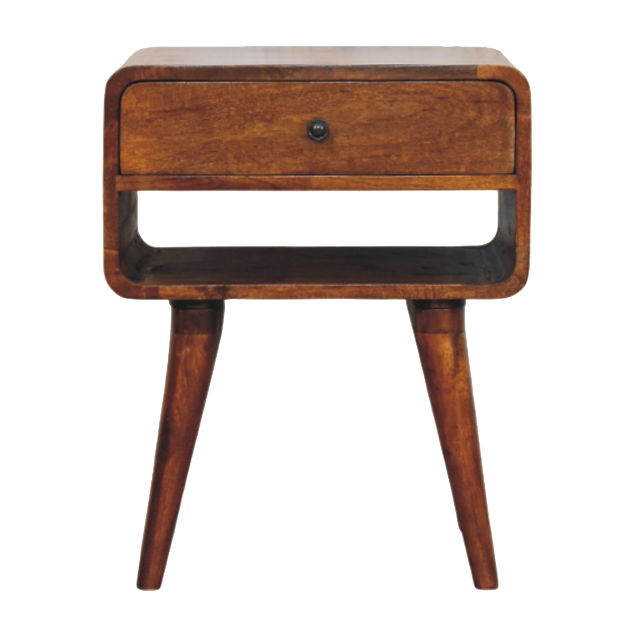 Avora Oak-ish Nightstand with Drawer and open slot