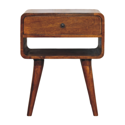 Avora Oak-ish Nightstand with Drawer and open slot