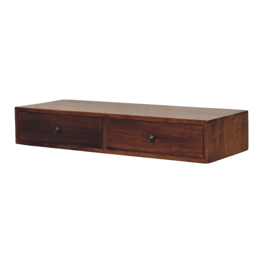 Lunar 2 Drawer Chestnut Wall Mounted Console