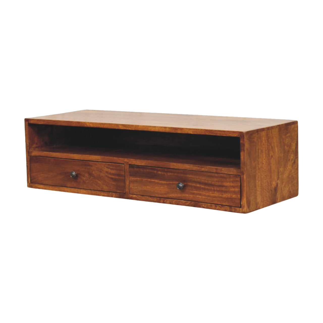 Lunar 2 Drawer Chestnut Wall Mounted Media Unit