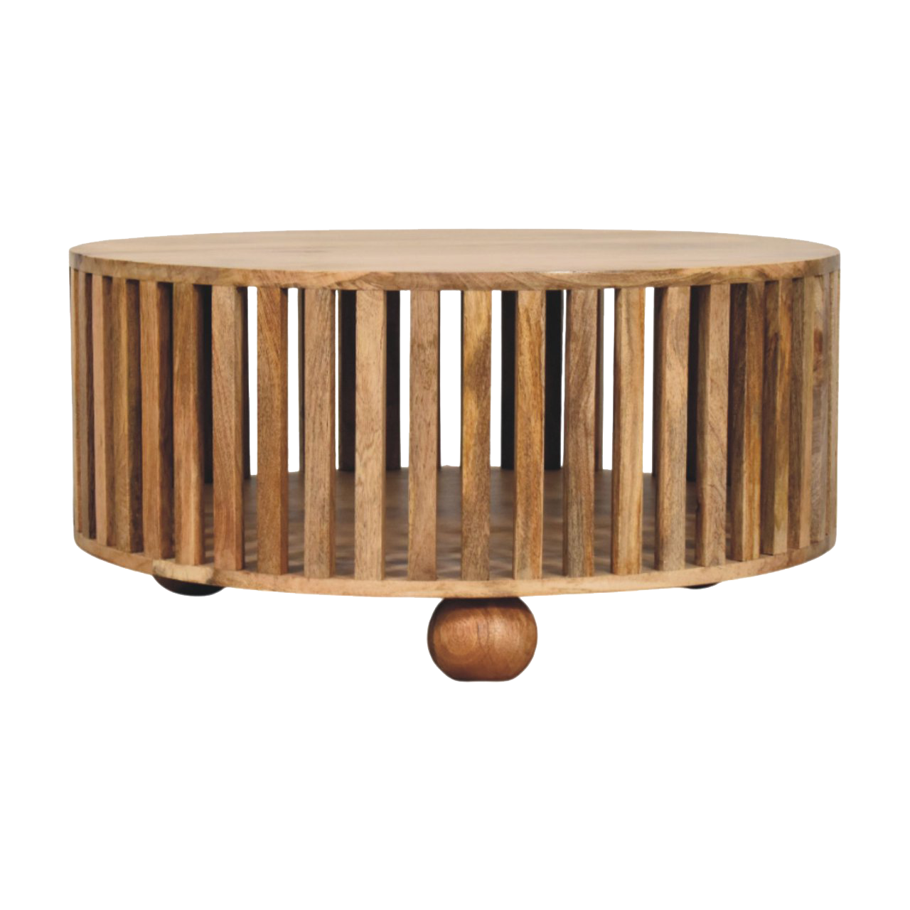 Slatted Round Oak-ish Coffee Table