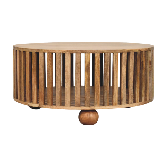 Slatted Round Oak-ish Coffee Table