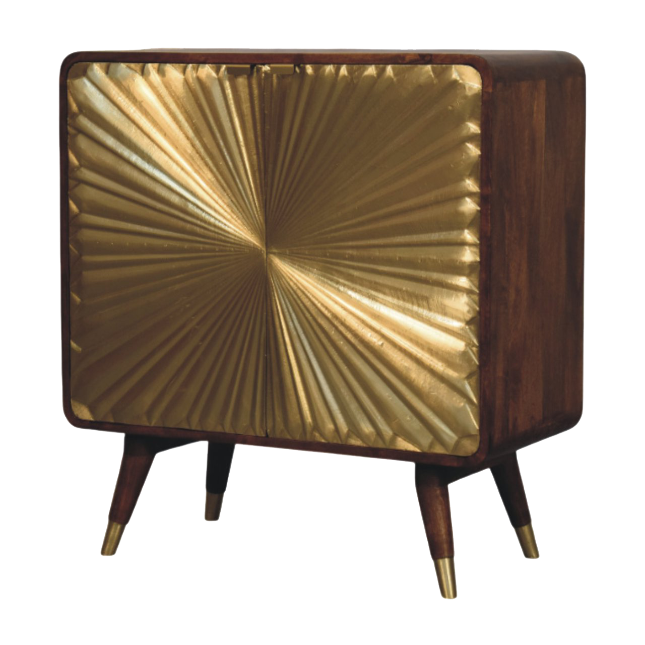 Avora Brass Embossed 2 Door Chestnut Cabinet