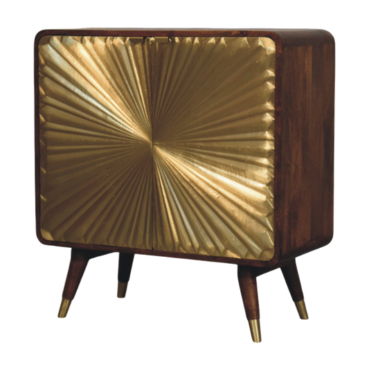 Avora Brass Embossed 2 Door Chestnut Cabinet