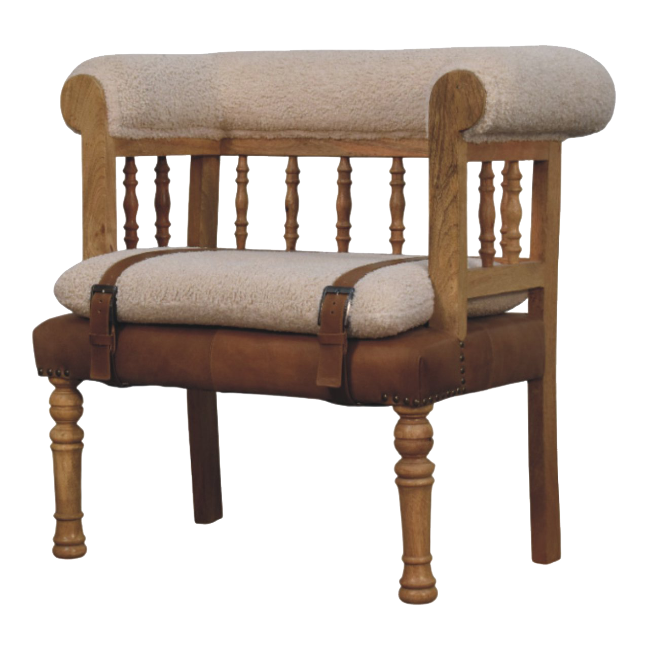 Strapped Hallway Boucle Bench