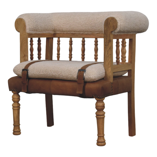 Strapped Hallway Boucle Bench