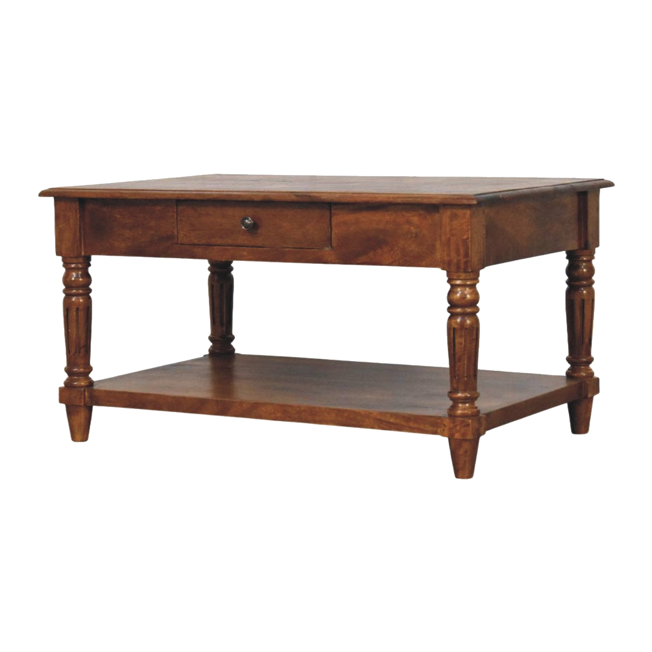 Turned legs Chestnut 2 Drawer Coffee Table