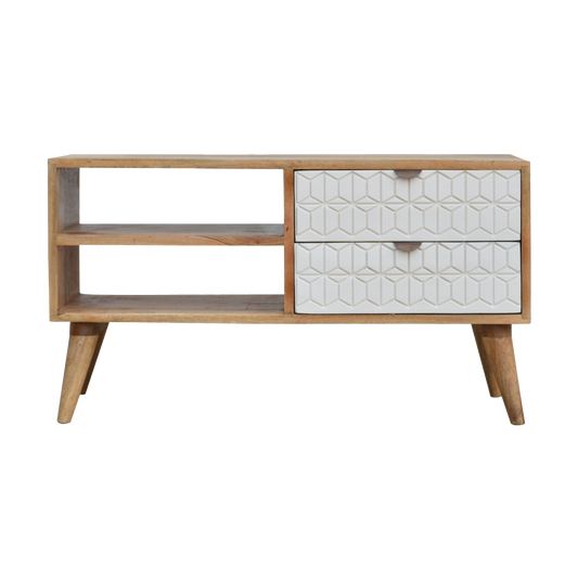 Sleek White Carved Media Unit