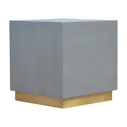 Cement Footstool with Gold Base