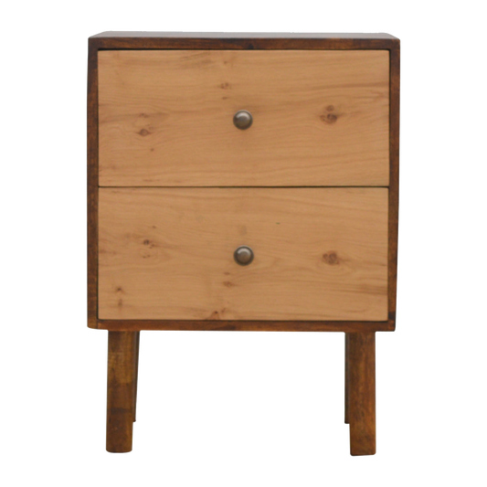 Oak Front 2 Drawer Bedside