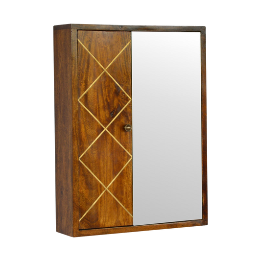 Sliding Brass Wall Mirror Cabinet