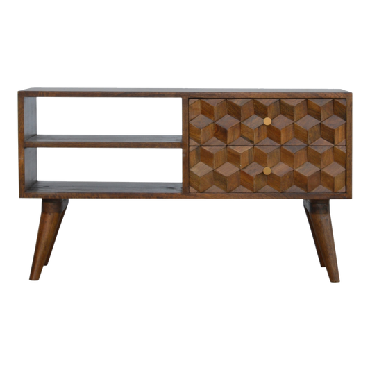 Chestnut Cube Carve Media Unit
