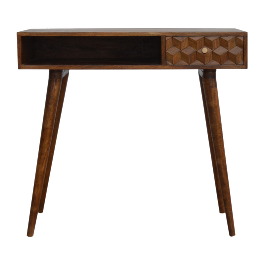 Chestnut Cube Carved Writing Desk