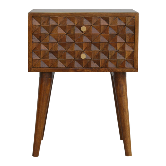 Diamond Carved Chestnut Bedside