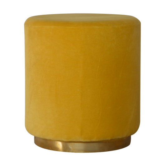 IN818 - Mustard Velvet Footstool with Gold Base