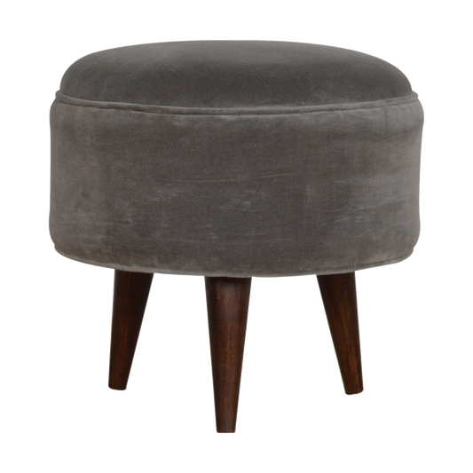 Grey Velvet Nordic Style Footstool