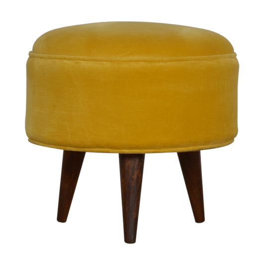 Mustard Velvet Nordic Footstool