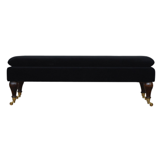 Black Velvet Castor Bench