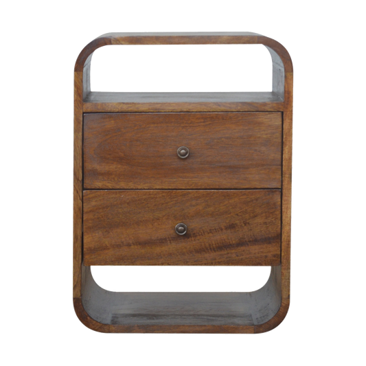 Chestnut Curve 2 Drawer Bedside
