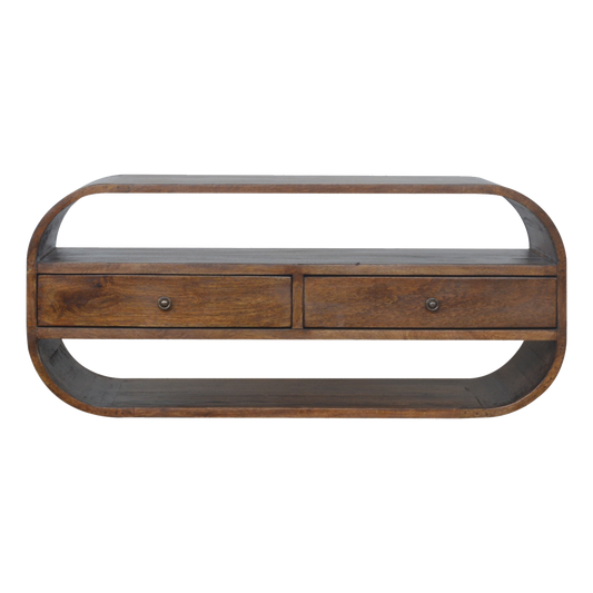 Chestnut Curved Edge Media Unit with 2 Drawers