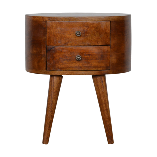 Chestnut Rounded Bedside Table