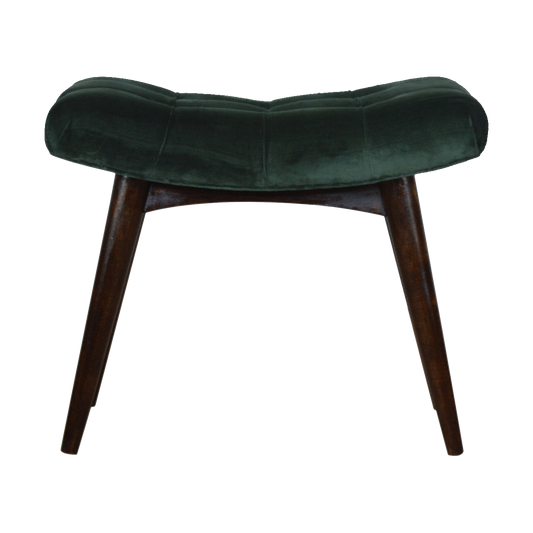 Emerald Velvet Curve Bench