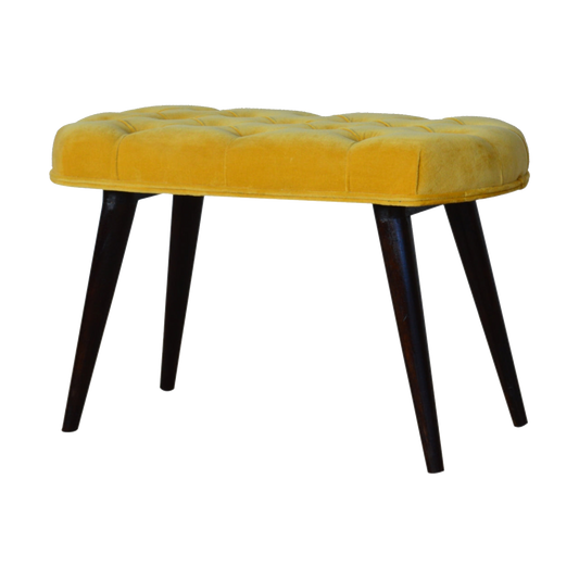 Mustard Velvet Deep Button Bench