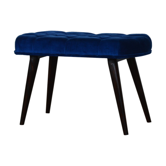 Royal Blue Velvet Button Bench