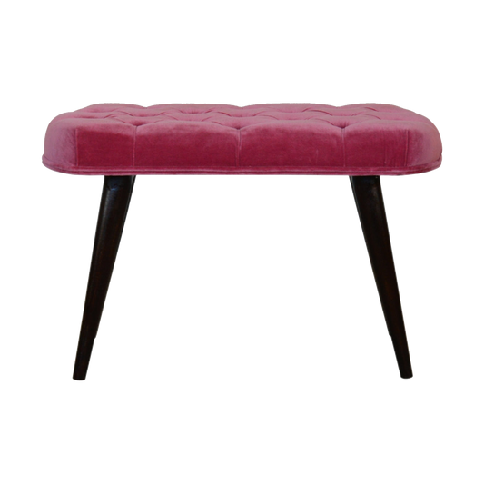 Pink Cotton Velvet Button Bench