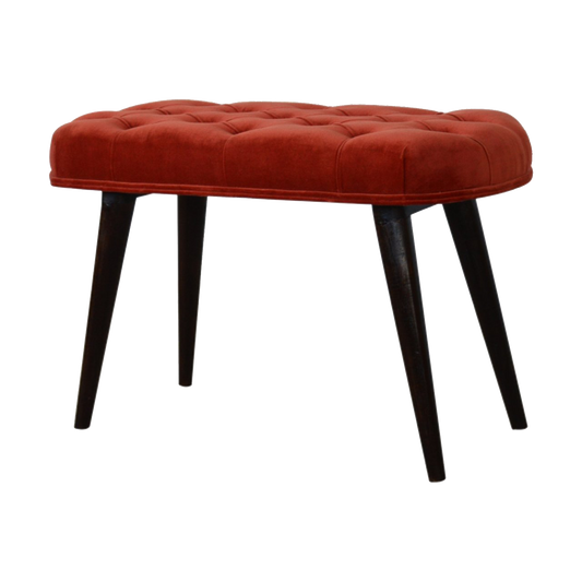 Brick Red Cotton Velvet Deep Bench