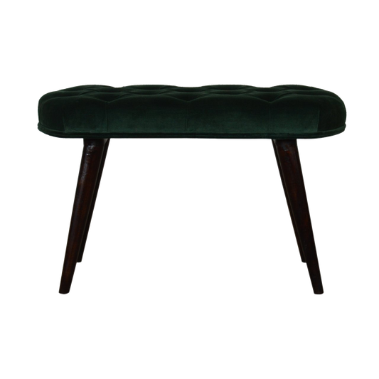Emerald Velvet Deep Button Bench