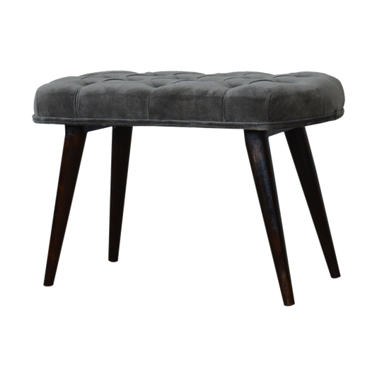 Grey Velvet Gold Base Footstool