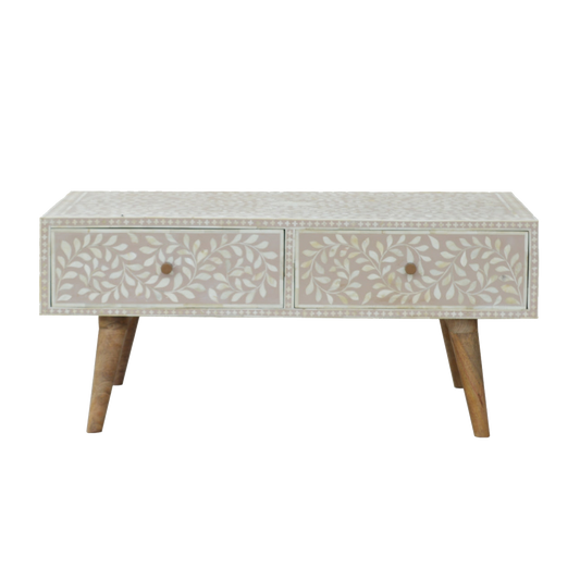 Taupe Floral Bone Coffee Table