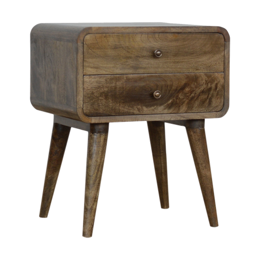 Curved Classic Grey Washed Bedside