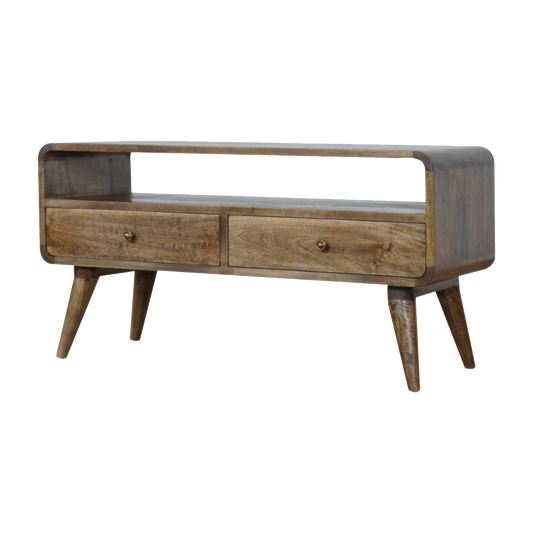 Curved Grey Washed Media Unit