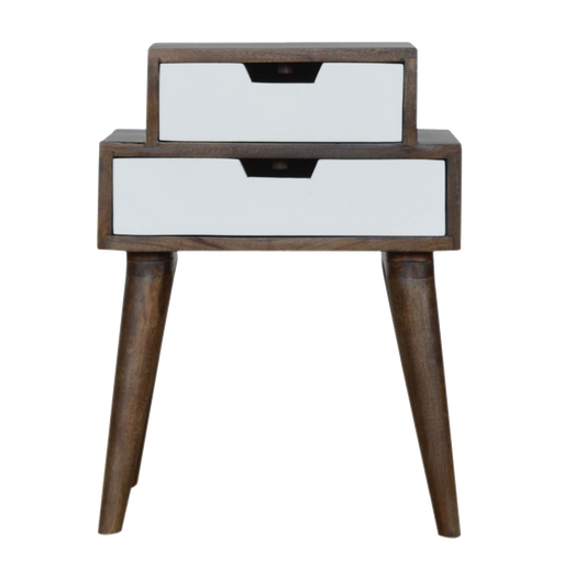 Walnut and White Painted Bedside