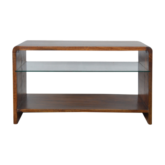 Chestnut Glass Shelf Coffee Table