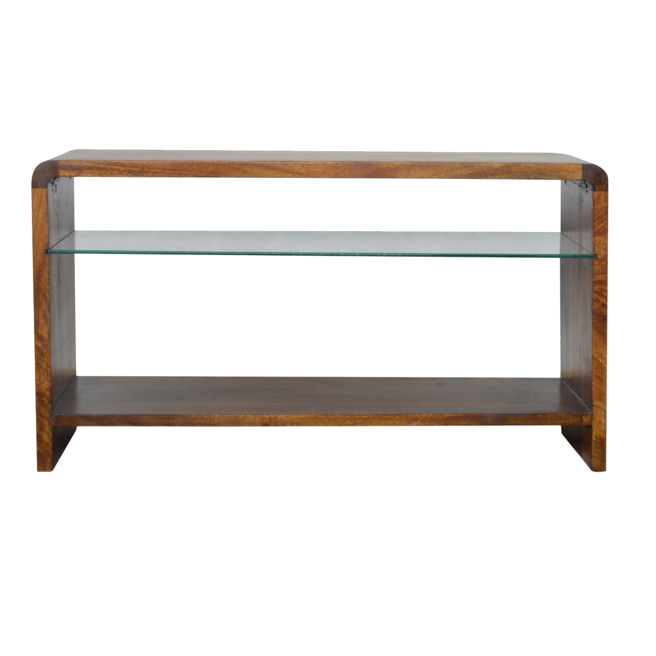 Chestnut Glass Shelf Media Unit