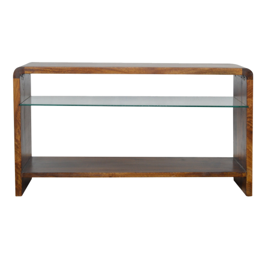 Chestnut Glass Shelf Media Unit