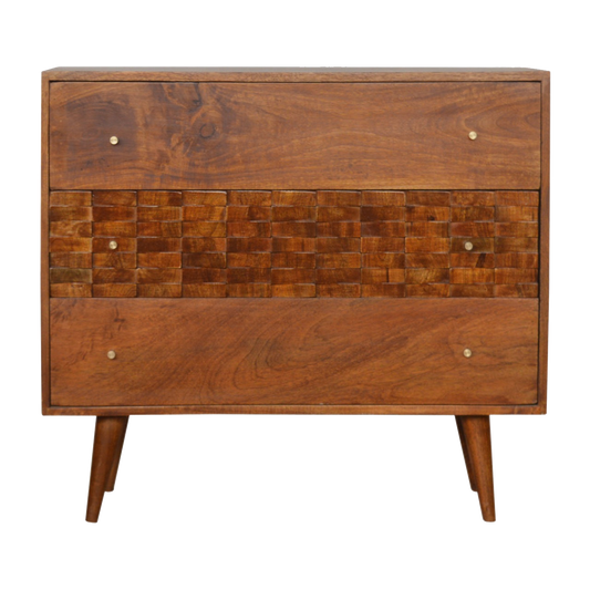 Tile Carved Chestnut Chest