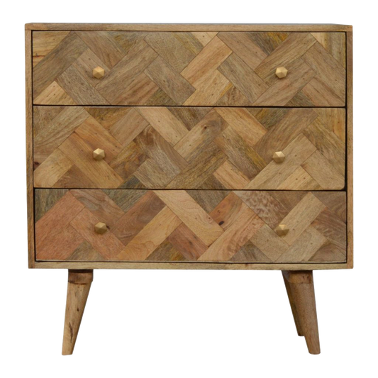 3 Drawer Zig-Zag Patterned Patchwork Chest