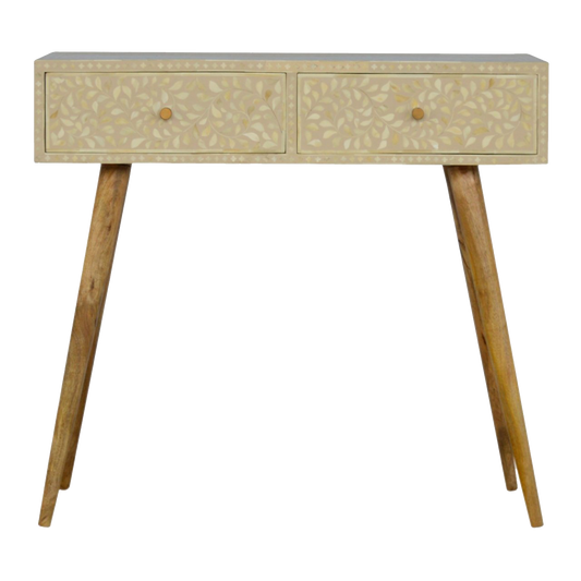 Floral Bone Inlay Console Table